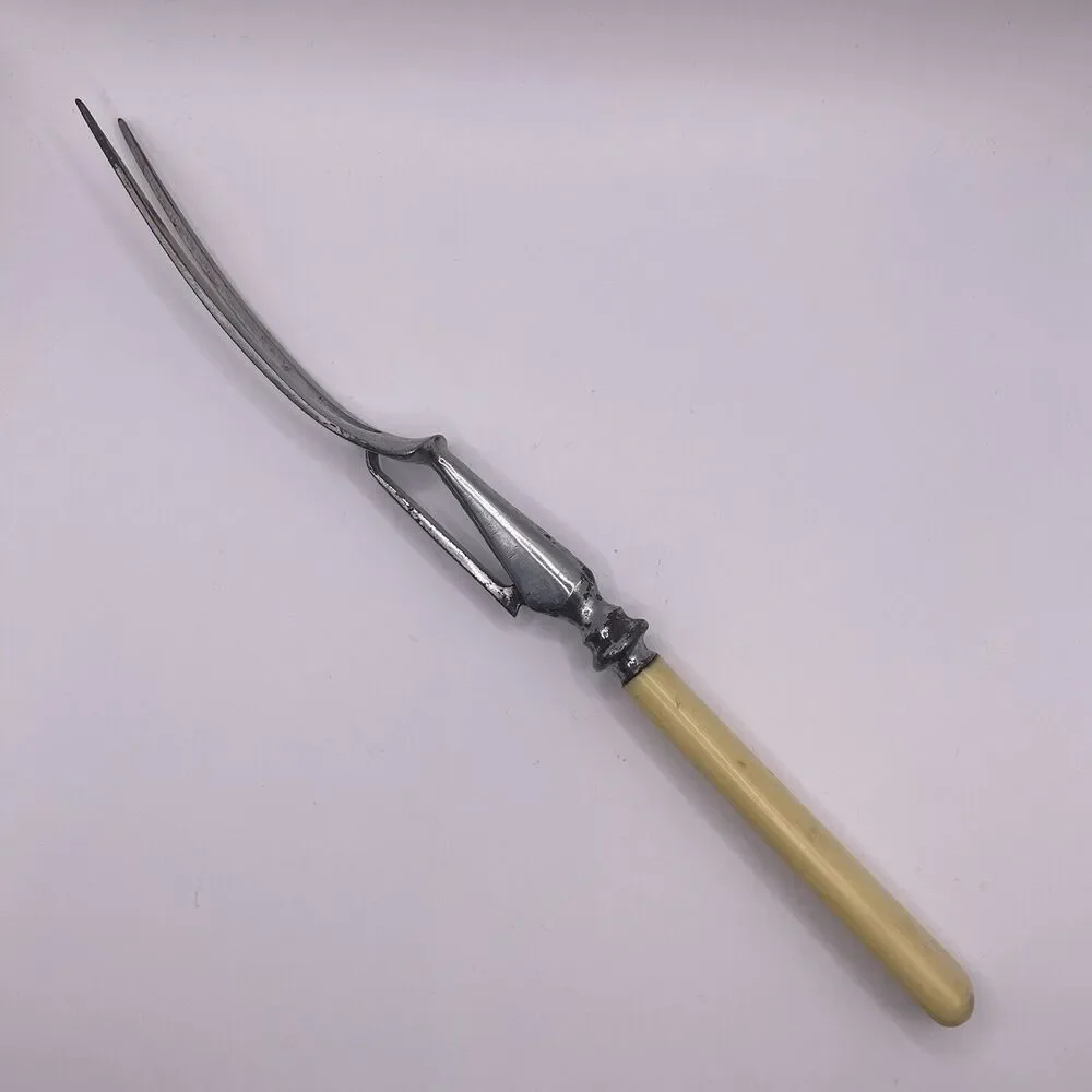 5 PC Vintage MCM Cream Yellow Bakelite Lot Kitchen Serveware Knife Fork Pie Cake